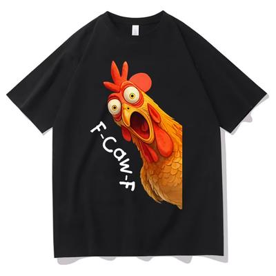 Funny F-Caw-F T-Shirt Double Sided Print Men Humor High Quality Fashion Tshirt Chicken Casual Oversized Hot Sale Tops Teenagers