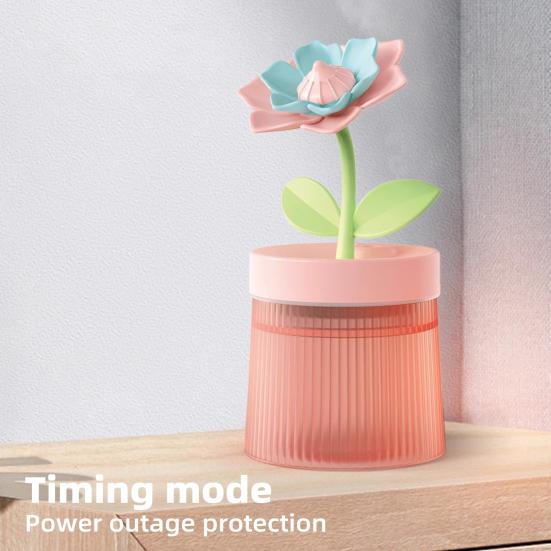 Luftbefeuchter mit großer Kapazität USB Blumenform Doppelspray Geräuscharm Automatische Abschaltung Luftbefeuchter Ätherisches Öl Diffusor mit Licht