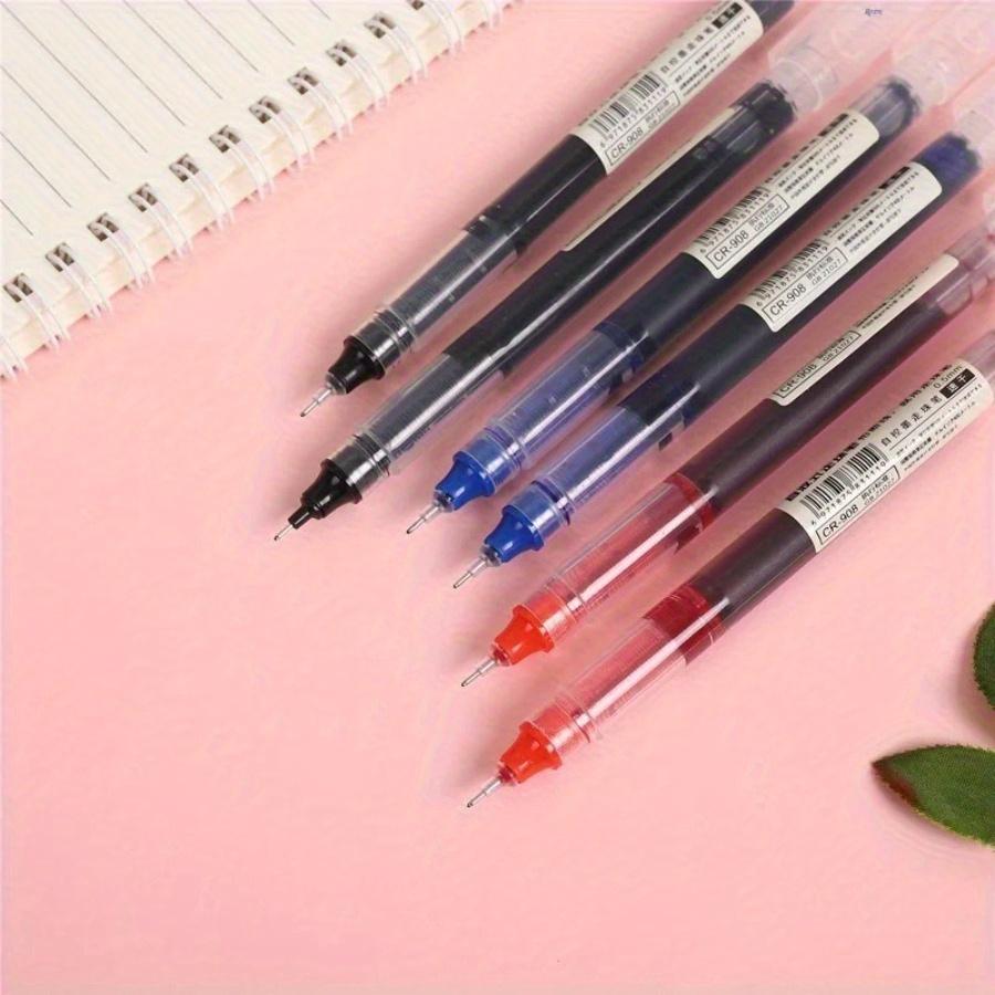 100Pcs Straight Liquid Ball Pen Quick Drying Business File Signature Gel Pen 0.5mm Black/Blue Ink Office School Use,Birthday Gifts,School Season