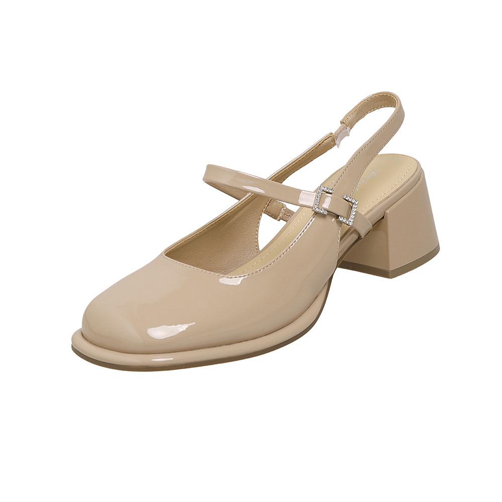 

Летние новые сексуальные туфли-лодочки на высоком каблуке Мэри Джейн с квадратным носком на толстом каблуке, женская обувь 40 телесный