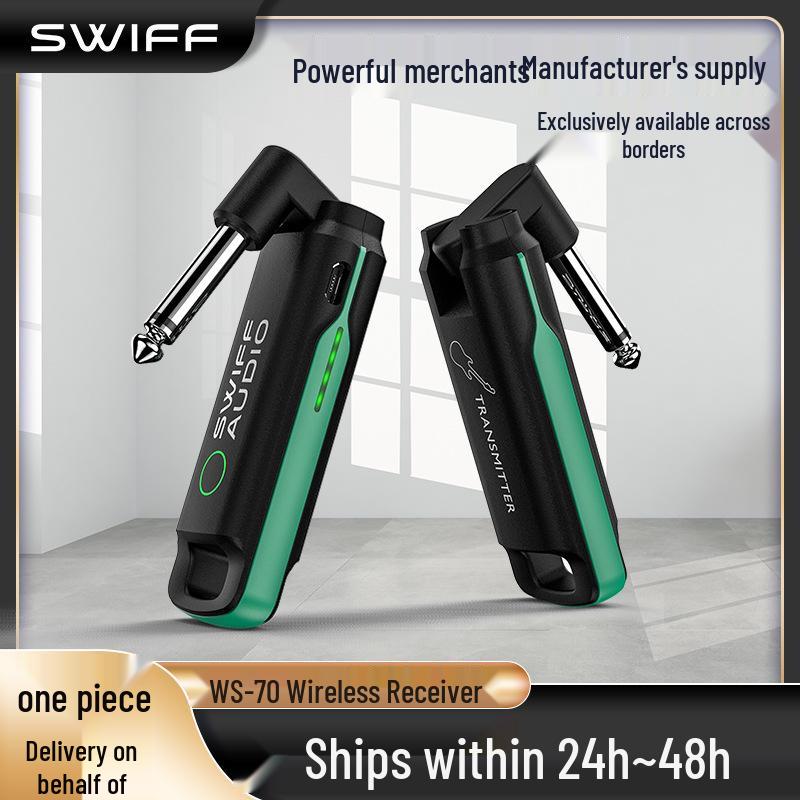 

SWIFF Rui Fu WS-70 Wireless Transmitter & Receiver for Electric Guitar, Bass, and Wind Instruments, Rechargeable.
