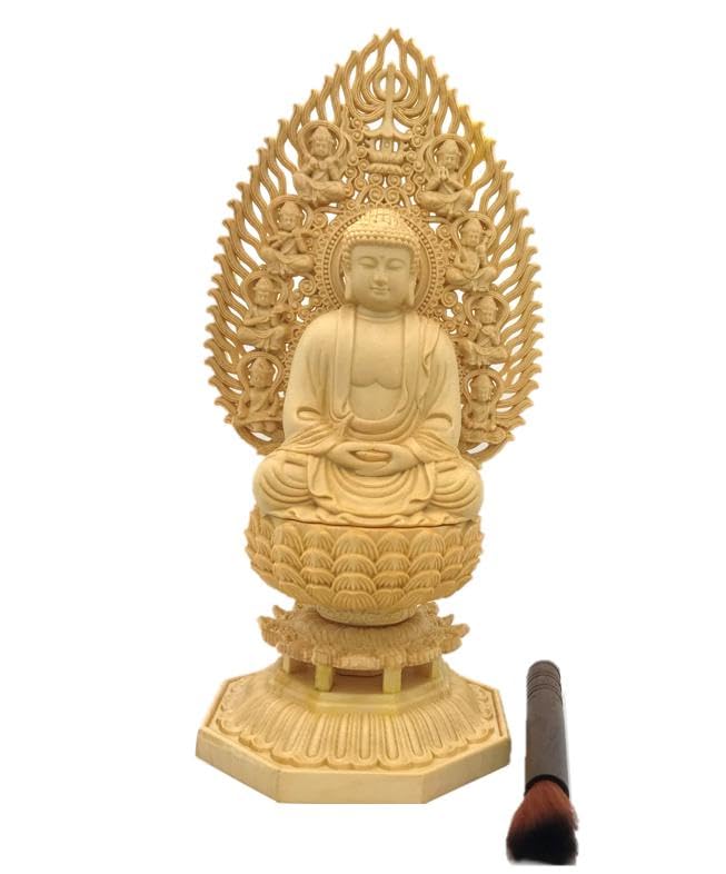Buddha Wood Amitabha Cleaning Brush Set Statue, Carving, Buddha,