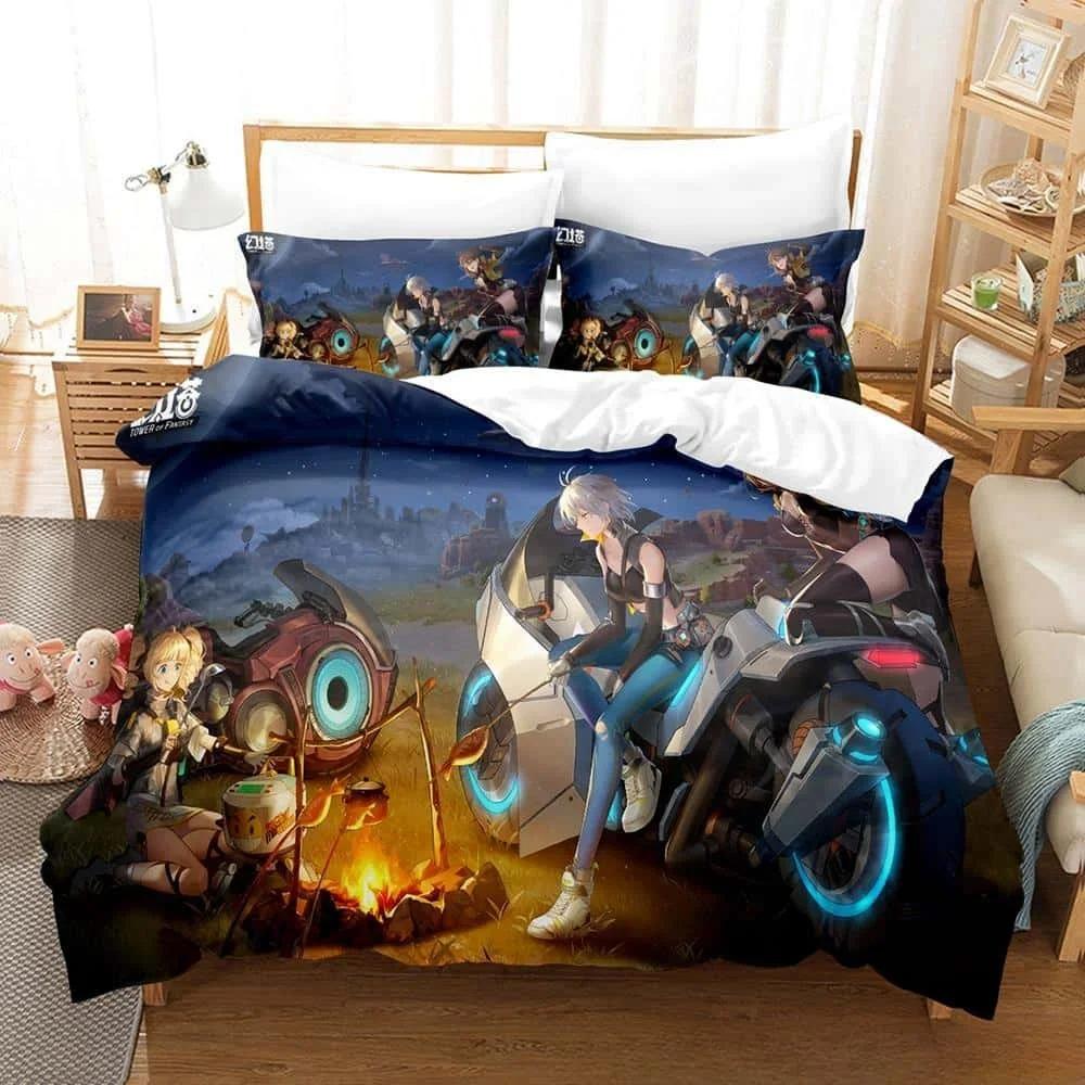 3D Printing Game Tower of Fantasy Anime Bedding Set Single Twin Full Queen King Size Bed Set Adult Kid Bedroom Duvetcover Sets