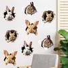 4 Sheets Easter Bunny Wall Sticker Waterproof Self-adhesive 3D Effect Broken Wall Simulation Rabbit Home Living Room Wall Art Decoration Decal