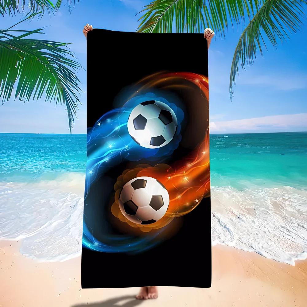 2025 New Football Beach Towel Soccer Themed Microfiber Bath Towel for Adults Seaside Quick Dry Towel