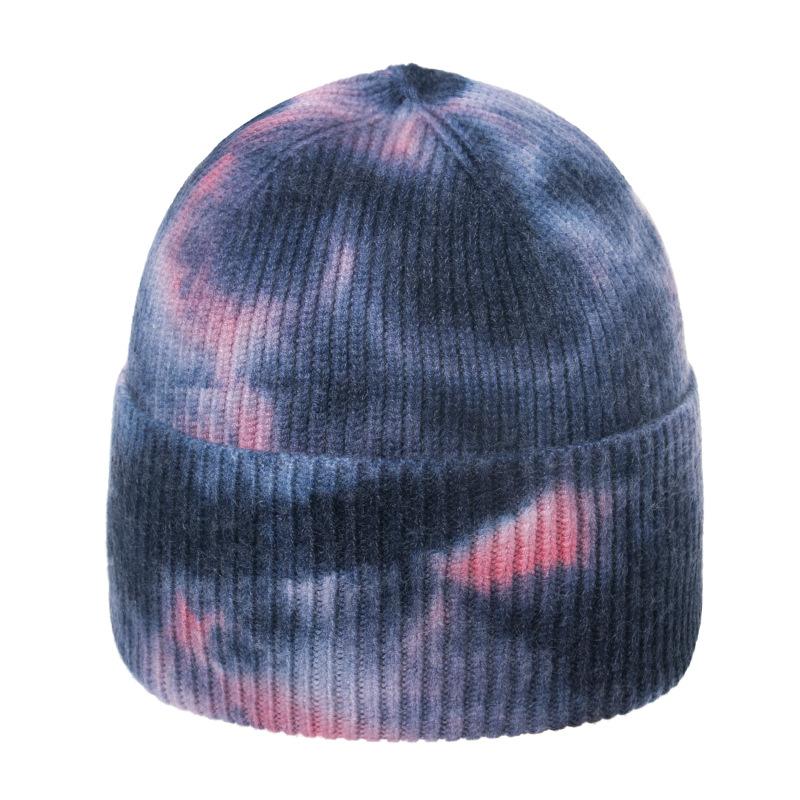 Cross-border Tie-dye Wool Hat European and American Versatile Landlord Hat Male Hip-hop Tide Knitting Gradual Change Melon Fur Hat Tide Brand Cold Hat