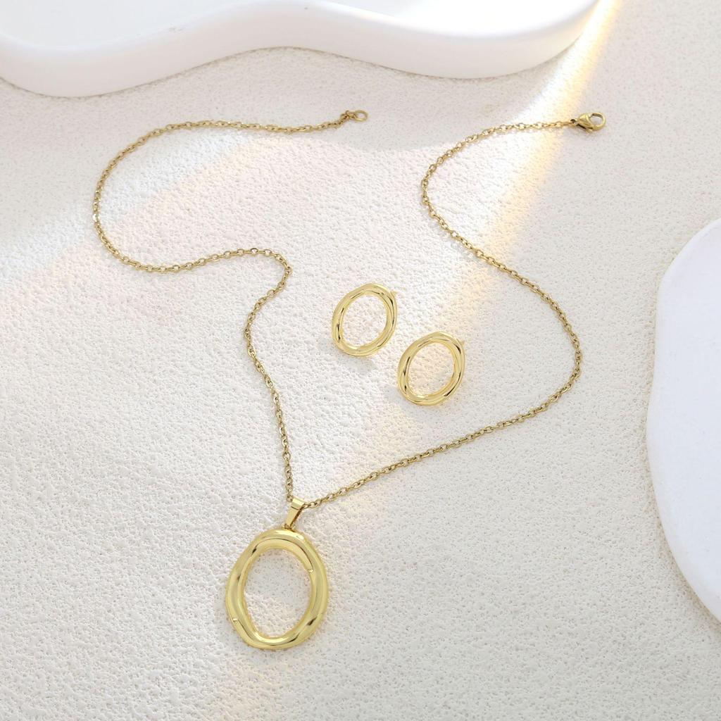 Luxury Geometric Leaf & Flower Earrings Necklace Set