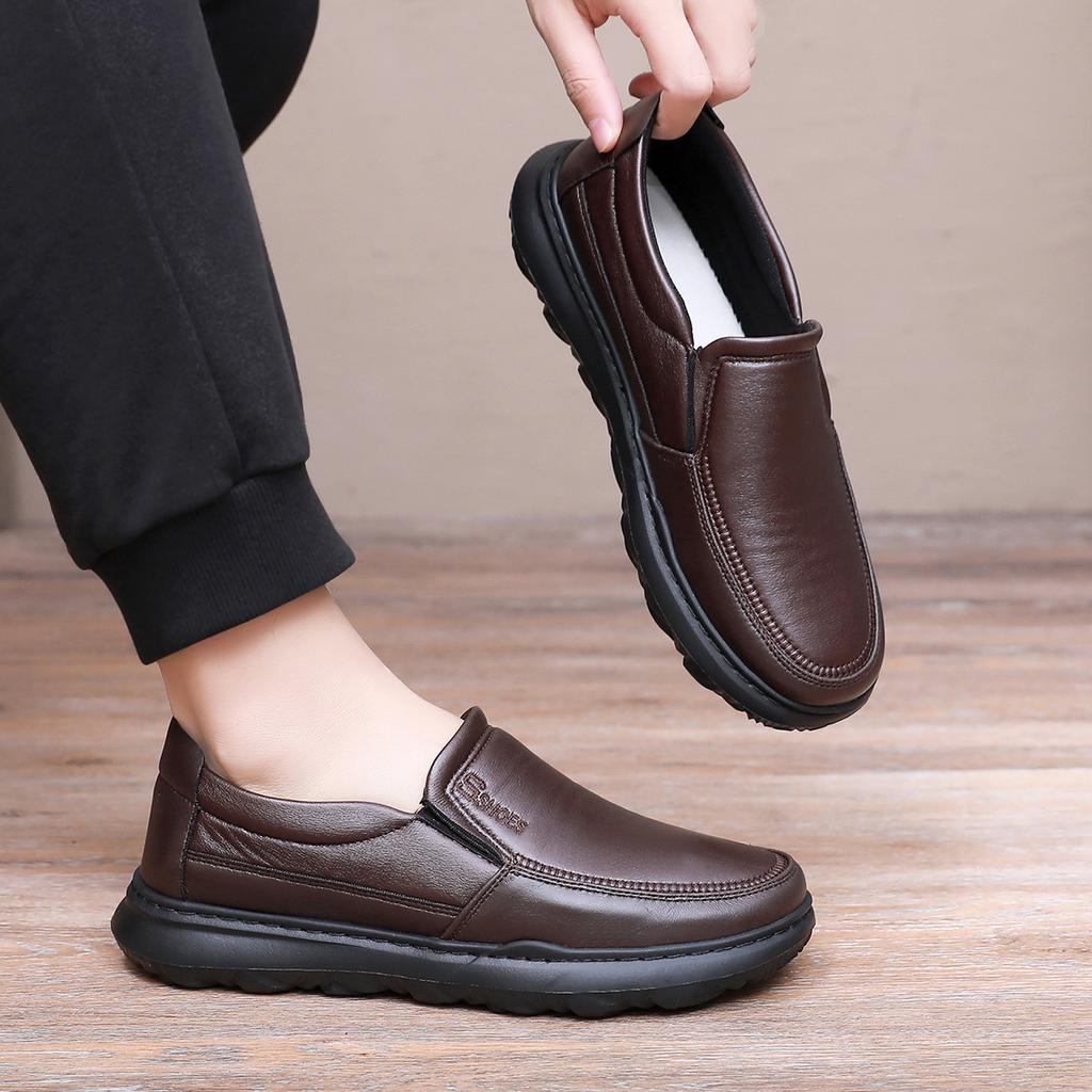 Fashion Men's PU Leather Shoes Formal Dress Loafers Large Size Casual Soft Mens Business Comfortable Non-slip Driving Shoes