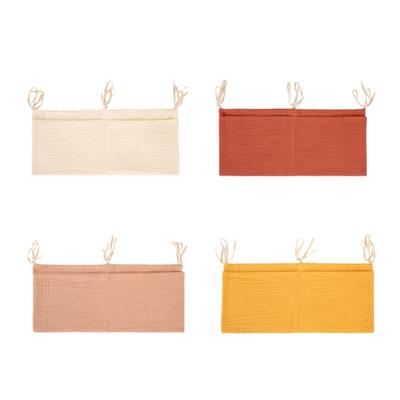 Baby Crib Side Organizer with Double Pockets Soft Hanging Storage Breathable Hanging Pocket Bag for Diapers & Toy
