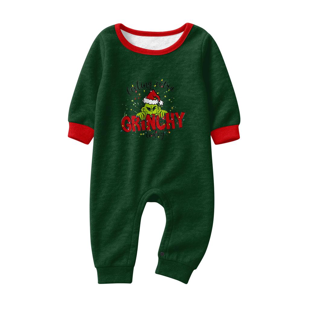 Christmas Print Family Matching Plush Loungewear Set, Parent-Child Holiday Pajamas