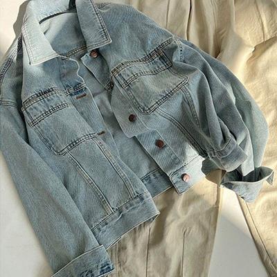 Petite Women's Retro Hong Kong Style Casual Denim Jacket - Spring Loose Fit, BF Niche Fashion