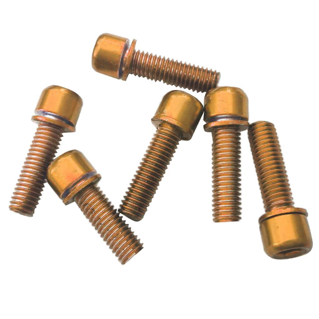 Set of 18Pcs, Cycling Bike Screws M5 x 18 Carbon Steel Bicycle Disc Brake Caliper Bolts (6 6 Gold +