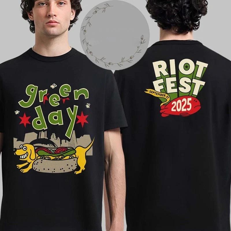 Футболка с мерчем Green Day Riot Fest 2025 в Чикаго, Иллинойс, 21 сентября 2025 г. S