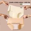 Ladies Spring and Summer Pure Color Jacquard Bear Cotton Extended Bottom Crotch Antibacterial No Trace Middle Waist Triangle Briefs