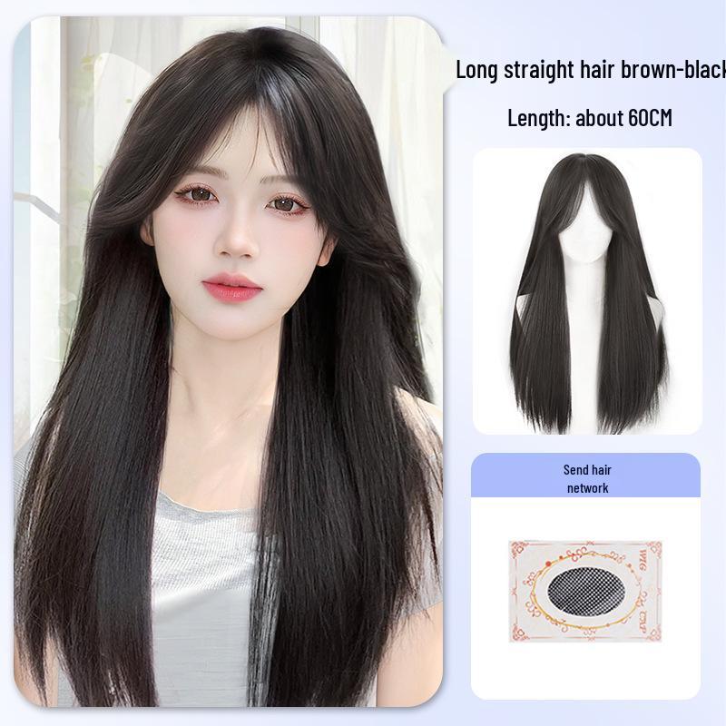 Women's Long Wavy Wig - Natural Fall/Winter Look, Middle Part, Full Coverage