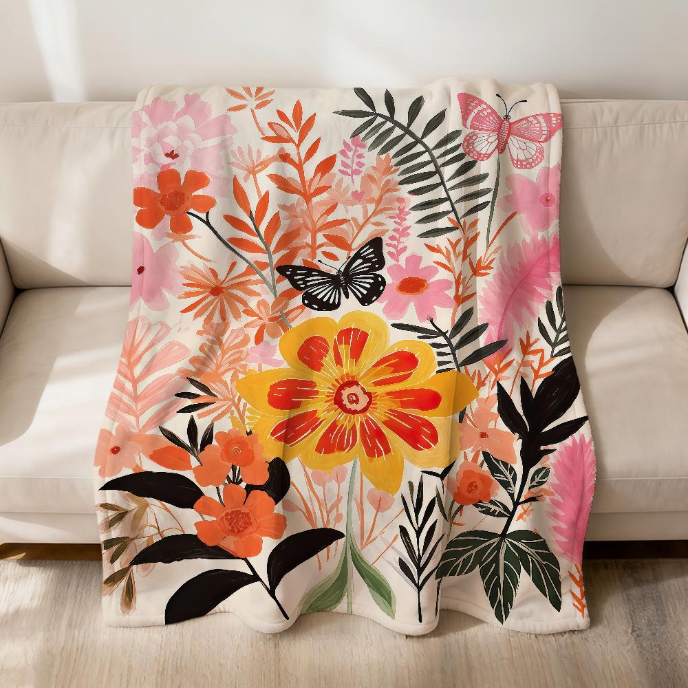 Fashion Vibrant Floral Modern Art Flannel Soft Warm Plush Blanket For Sofa Living Room Pet Hogar Bedroom Gift Home Car Portable
