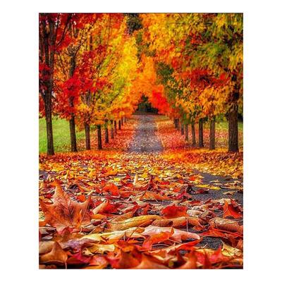 Pictură cu diamant 5D bricolaj Burghiu rotund complet, frunze de arțar de toamnă, broderie cu diamant, punct de cruce