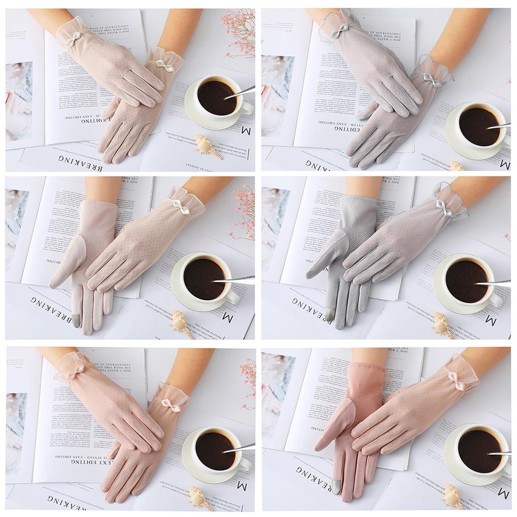 Sunscreen Gloves Lace Style Ice Silk Thin Mesh Breathable Sun Block Elegant Women Mittens Summer Accessories Costumes Supplies