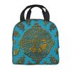 Hunab Ku Mayan Symbol Insulated Lunch Bag for Women Waterproof Mayan Ethnic Thermal Cooler Lunch Tote Beach Camping Travel
