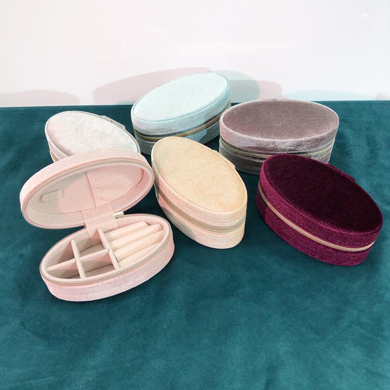 Oval Velvet Goose Egg Jewelry Box for Rings, Earrings, Necklaces, and Accessories - Portable and In Stock