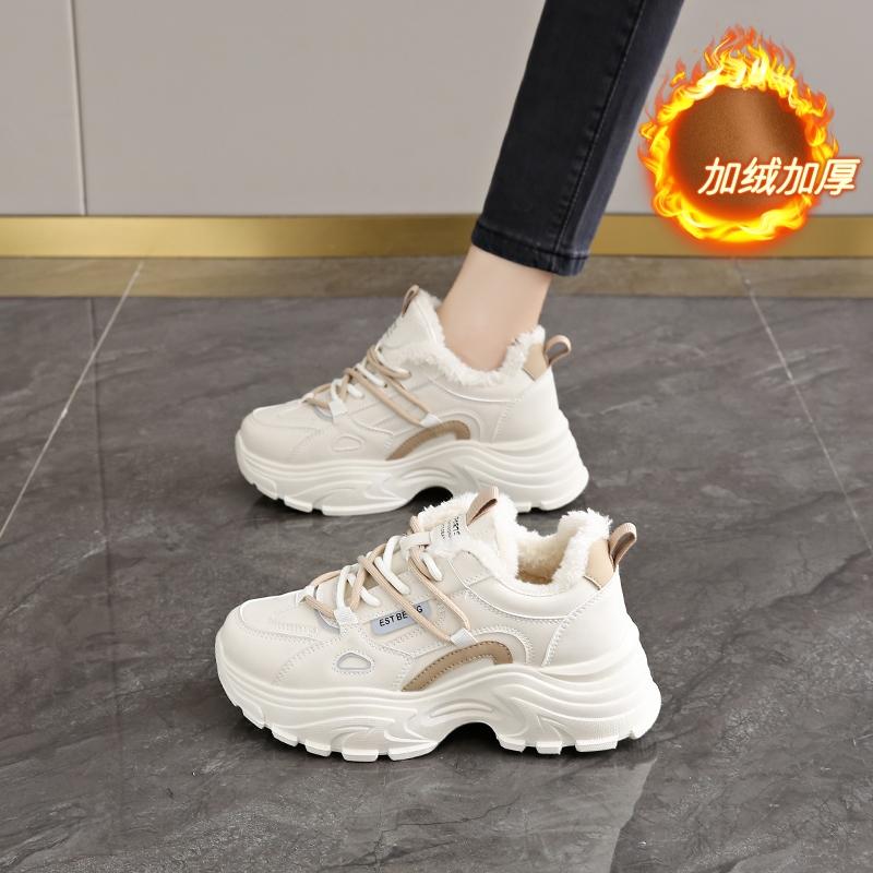 Cotton Shoes Winter Velvet Sports Shoes New Thermal Casual Shoes Platform Dad Shoes