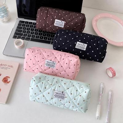 Lightweight Makeup Bag Polka Dot Stationery Storage Pouch Simple Pen Bag  Students Supplies
