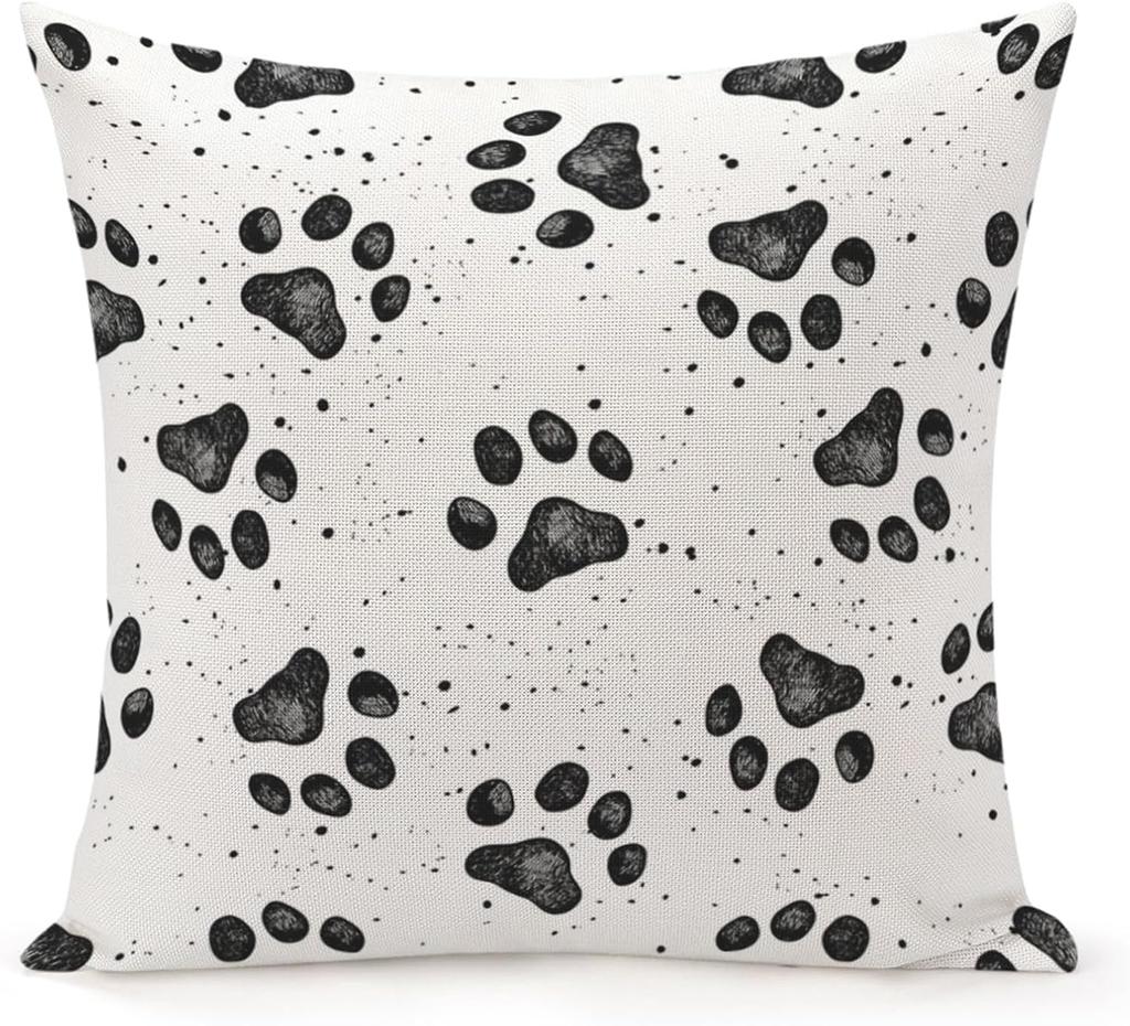 Throw Pillow Cover 16x16 Inch,Texture Sketches Dog Paw Throw Pillow Case,Home Decor Cushion Covers for Sofa Living Room Couch Be