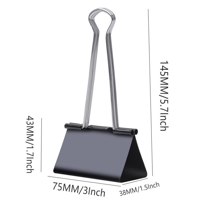 

Чорний затискач-біндер з довгим хвостом, повні характеристики - Металевий офісний затискач-метелик