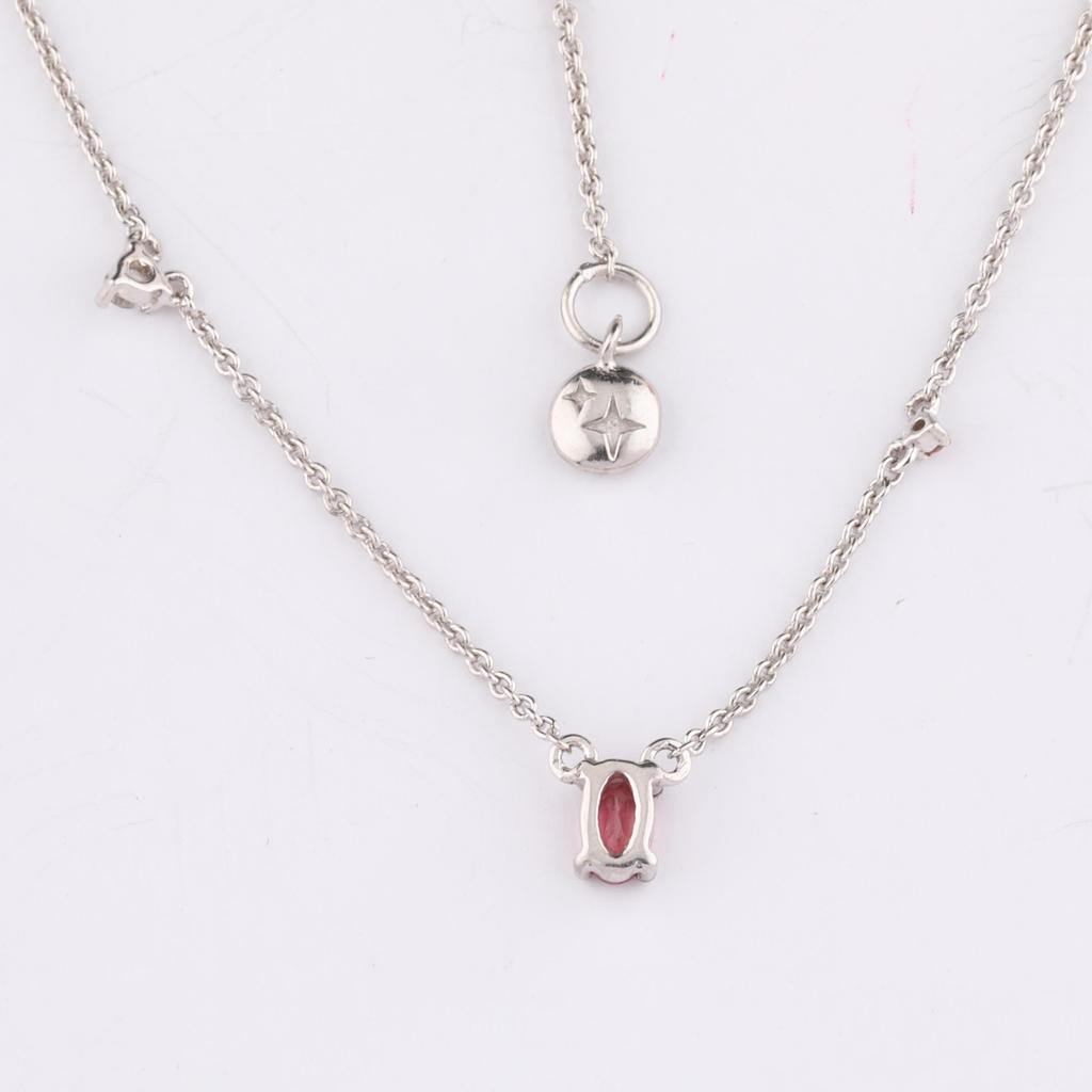 Pink Tourmaline & Pink Sapphire Necklace 925 Sterling Silver Jewelry Gift for Her