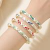 Elegant Open Cuff Bracelet Chinese Style Women's Floral Bracelet Enamel Flower Bangle  Bride