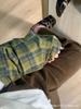 Women's American Retro Green Plaid Loose Long Sleeve Shirt - 2025 Autumn/Winter Collection