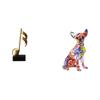 Creative Resin Music Note Dog Sculpture Multicolor Puppy Figurine Tabletop Centerpiece Realistic