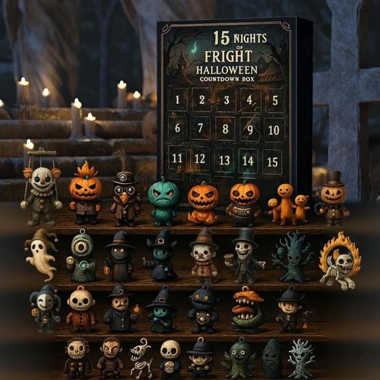 31 Nights of Fright Halloween Nedtellingskalender med Figurer 7/15/31 Dager Adventskalender Mini Skummel Dukke Samleobjekt Skrekkfigurer