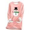Ladies' Loose And Comfortable Round Neck Christmas Print Thick With Pockets Long Sleeved Top
