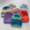 New Knitted Hat Gradual Change Tie-dye Rainbow Knitted Hat Winter Warm Sports Casual Fashion Wool Hat