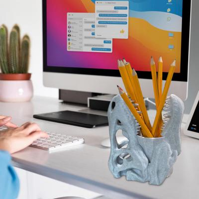 Dinosaur Skull Pen Holder Plastic Pencil Case Desktop Organizer for Pens Erasers Markers School Office Supplies