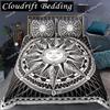 Sun Duvet Cover Colorful Mushrooms Bedding Burning Sun Comforter Cover Halloween Skull Hippie Style Bedding Bedroom Decoration