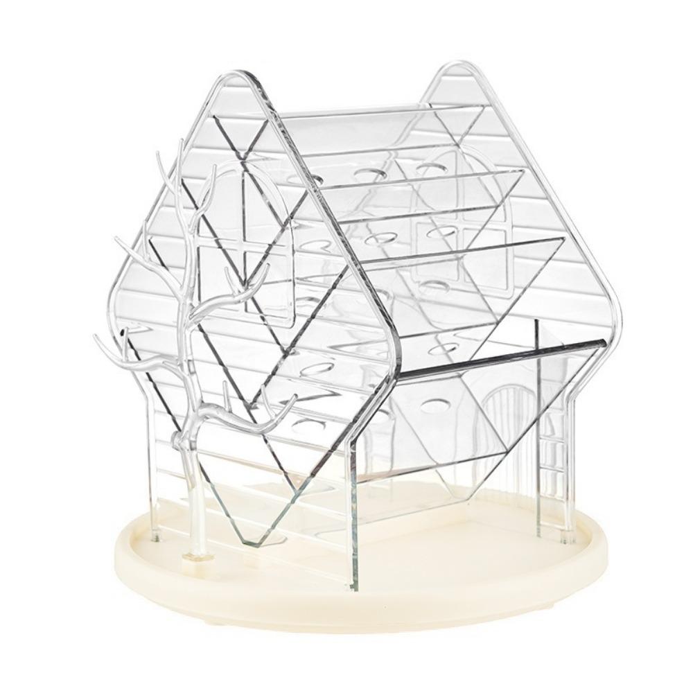 

Large Capacity 360° Rotating Makeup Organizer Divided Space Saving Cosmetic Storage Box Plastic Non-Slip Makeup Storage Rack прозрачный