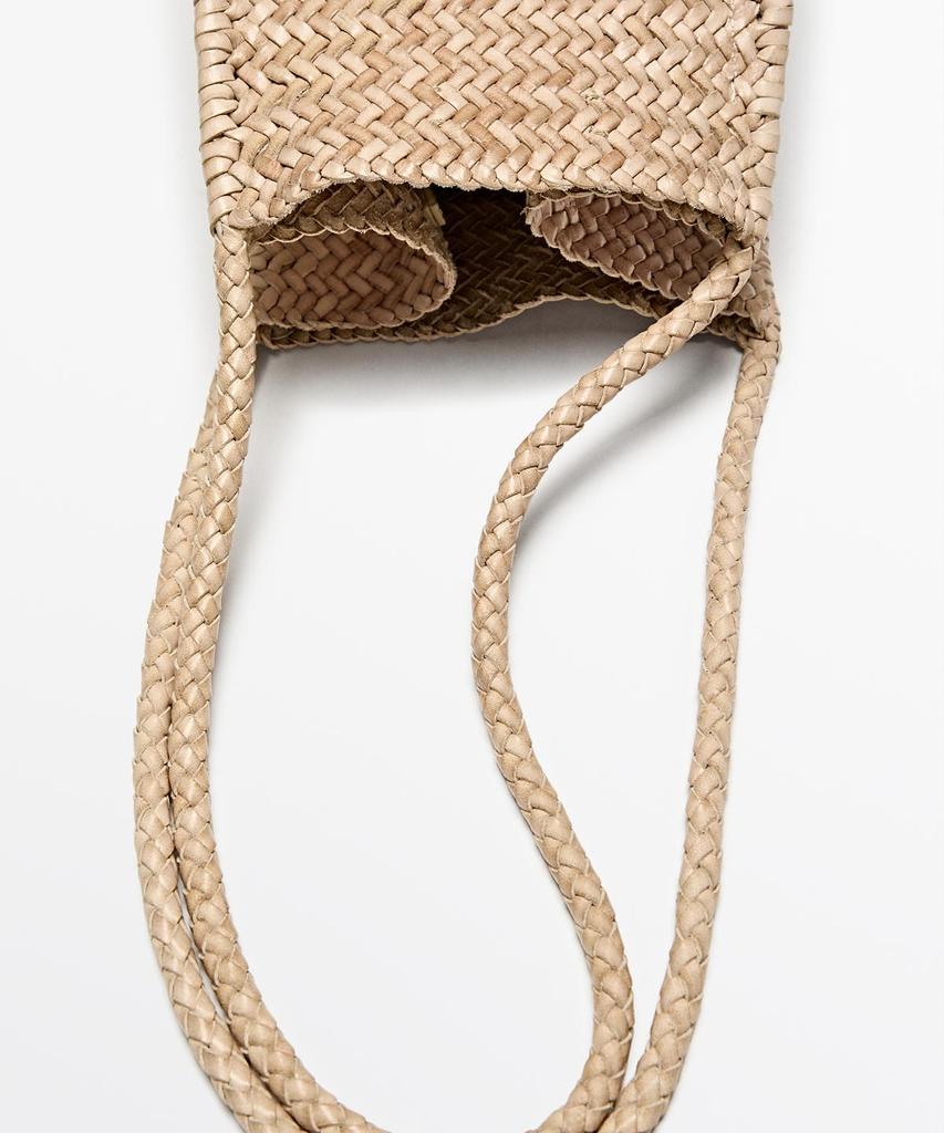 Massimo Dutti Napa Leather Weaving Bucket Bag