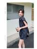 Trendy 2024 Drawstring Sleeve Shirt and Shorts Set: Stylish, Youthful, Two-Piece Casual Outfit
