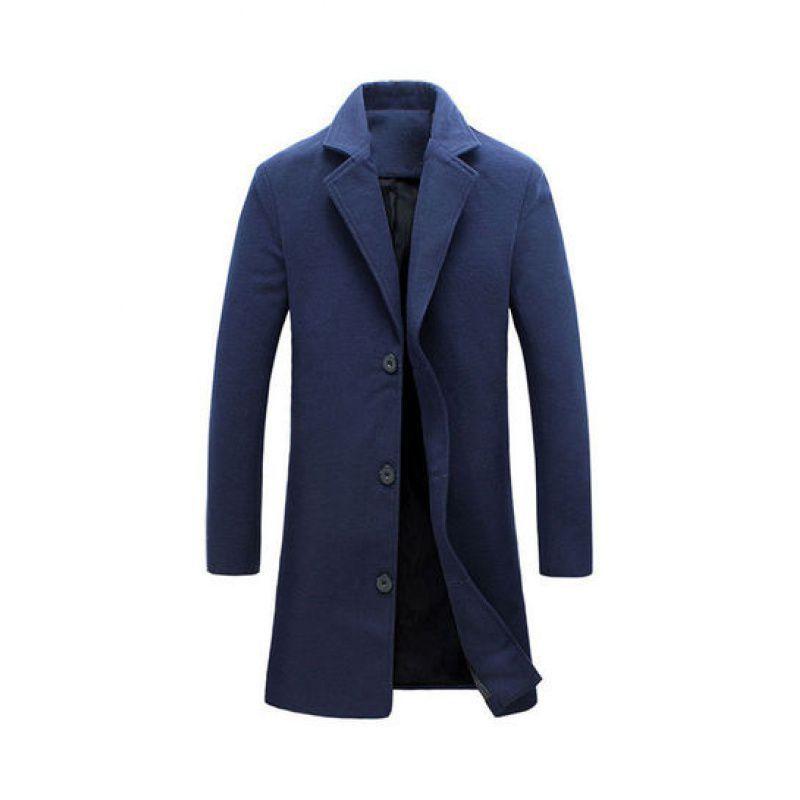 Herr Ny Koreansk Version Smal Passform Mellanlång Lång Rock Ulljacka