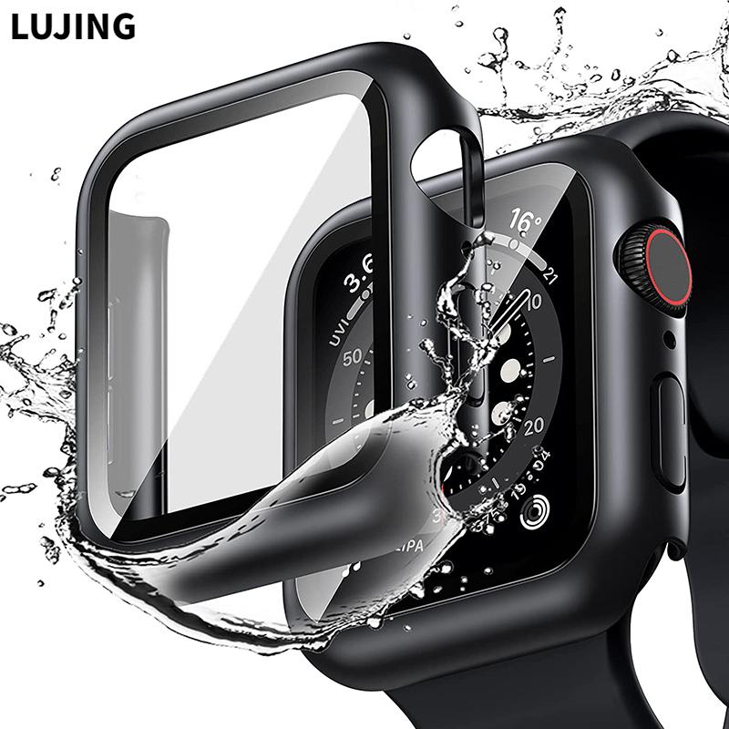 

Стекло + чехол для Apple Watch корпус 8 7 6 SE 5 3 iWatch Accessorie Защитная пленка для экрана Apple watch серия 45 мм 41 мм 44 мм 40 мм 42 мм 38 мм