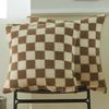 Housse de coussin jeté en laine imitation fourrure noire Housse de coussin à carreaux pour canapé salon Polyester Coussin lombaire Décoration de maison