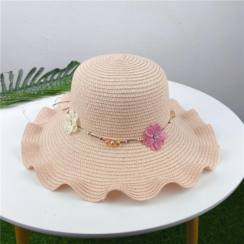 Straw hat wavy beach hat women's sun protection seaside big eaves hat sun hat spring and summer versatile sun hat wreath hat