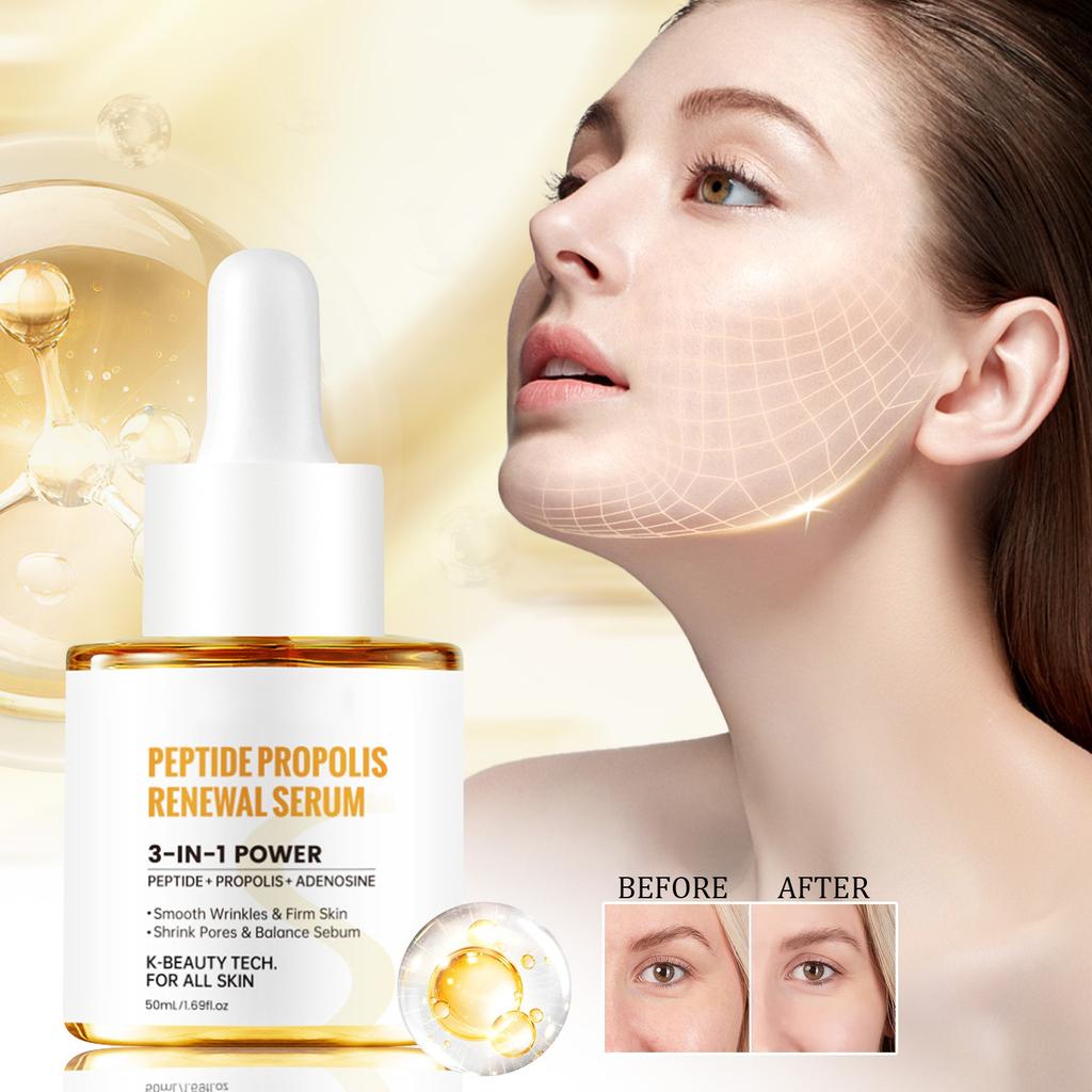 Sérum Peptide Propolis, Sérum Peptide Propolis Nourrissant Améliore la Texture de la Peau et Favorise l'Élasticité, Convient à Tous les Types de Peau, 50ML