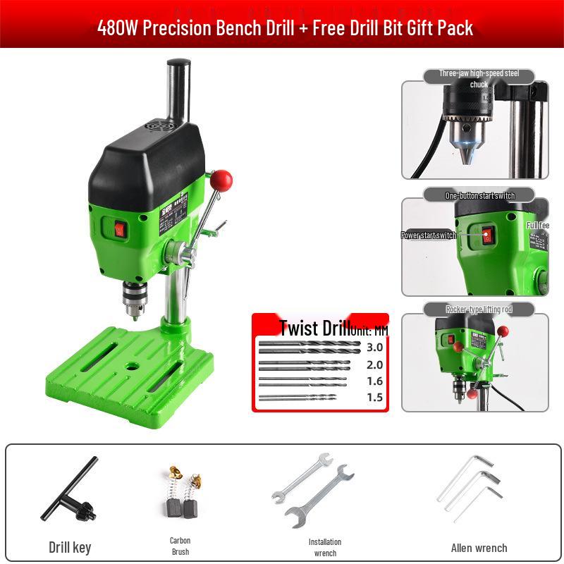 220V Industrial Mini Bench Drill Press: High-Precision, High-Power, Multi-Functional, Household Metabo
