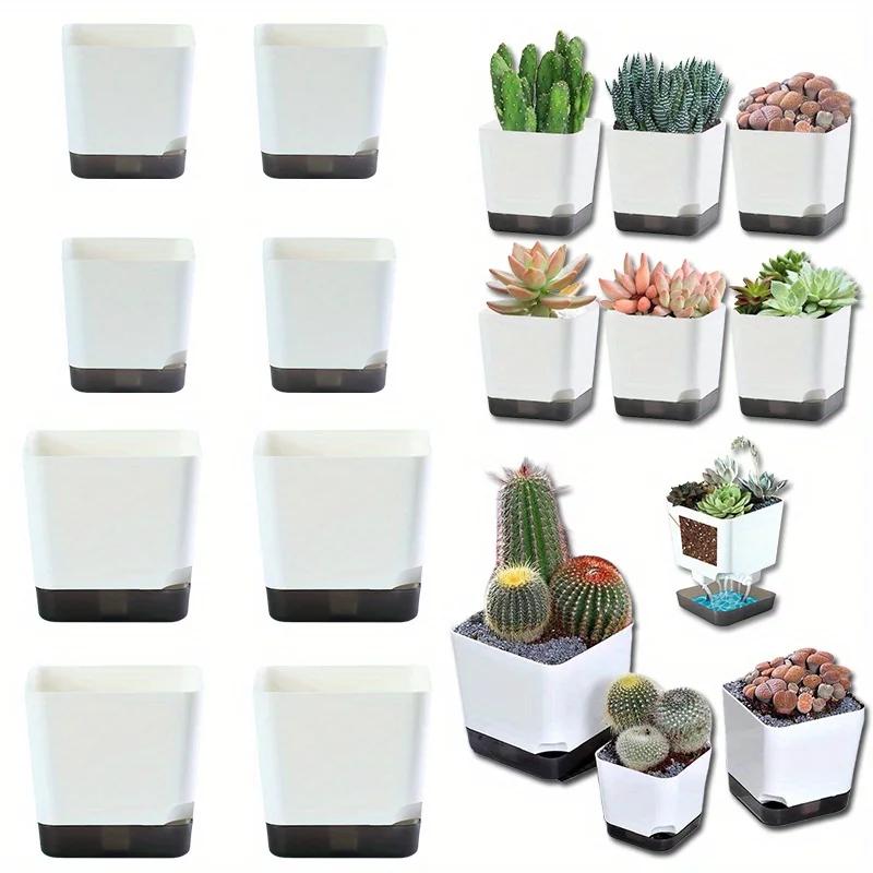 5Pcs Self Watering Plant Pot, Flower Planters, Modern Flower Pots with Water Reservoir, Mini Plant Pots Herb Garden Planter