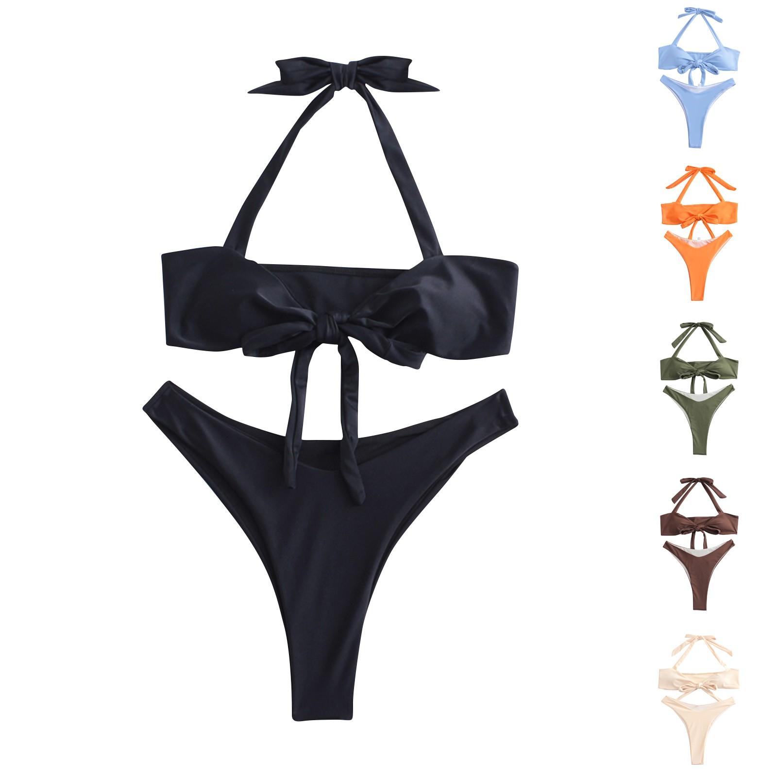 

Женская мода сплошной цвет сексуальный полый купальник бикини с открытой спиной разделенный купальник S бежевый