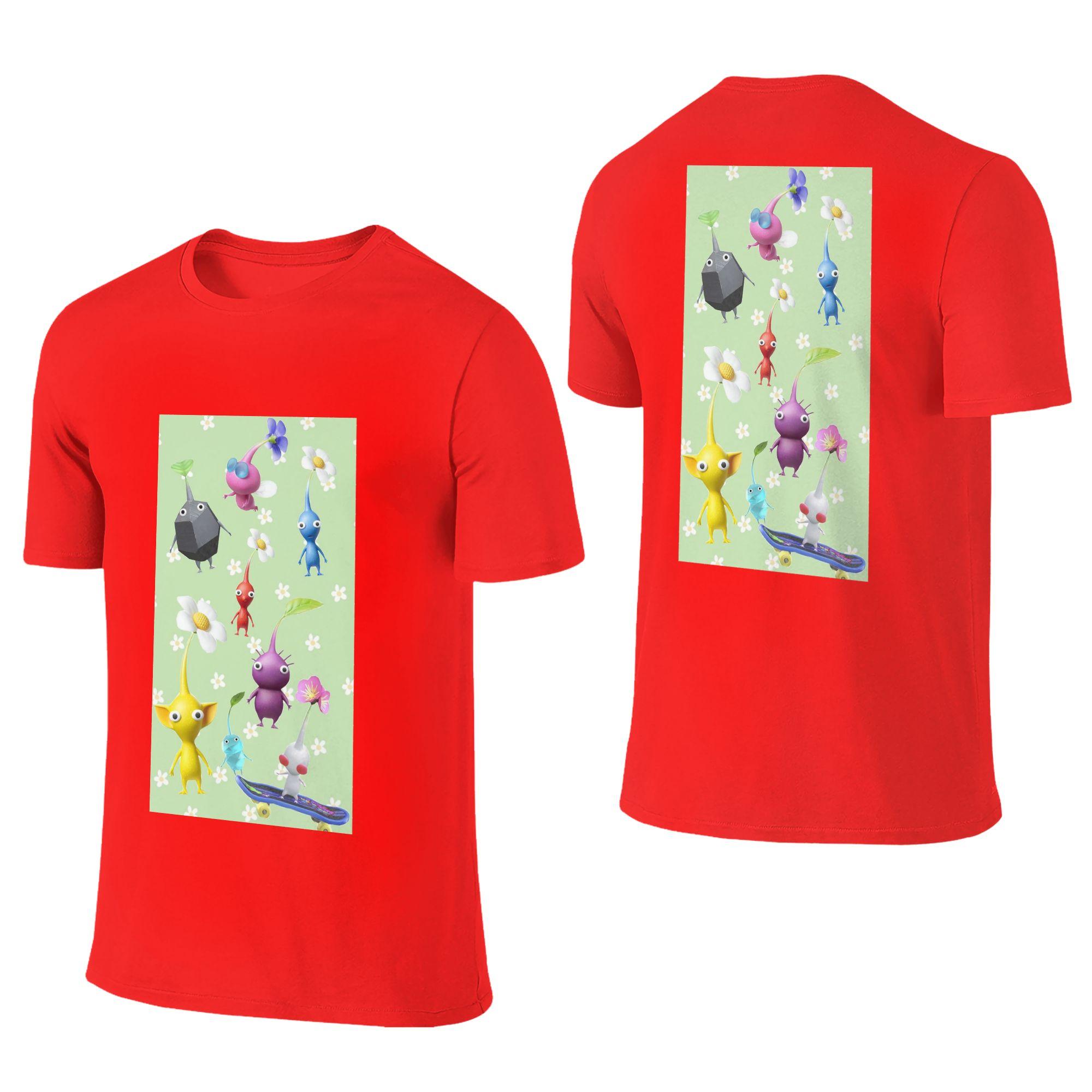 

100 Cotton Pikmin Characters TShirt Unisexs Double Sided T Shirt Unisex Crew Neck Summer Shirts Tops S6XL S