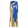 Womens Liturgical Dance Jumpsuit Metallic Color Block Patchwork Irregular Drape Wide Leg Choir Performance Costume